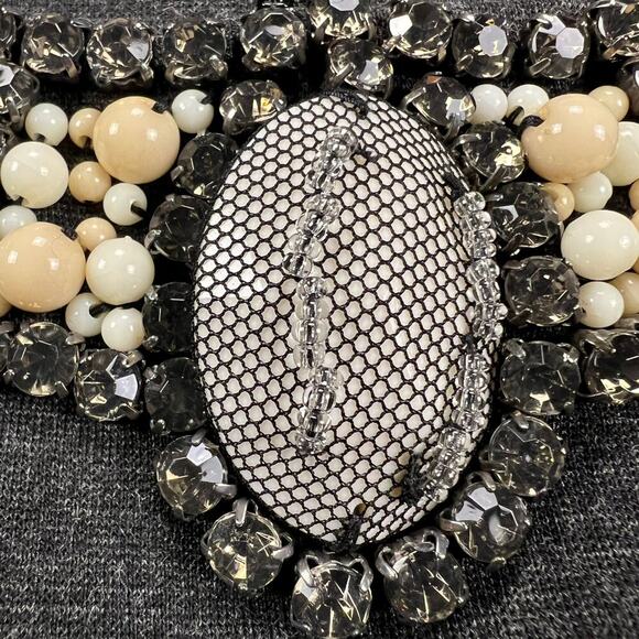 CAbi The Glitz Charcoal Gray Jeweled Neckline Sleeveless Shell Top Size 14 - Picture 7 of 11